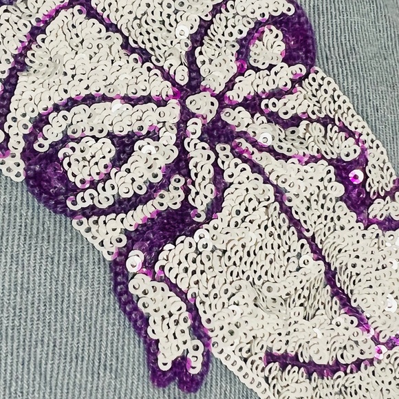 PEACH LOVE CALIFORNIA  America denim halter style sequin front mini dress S M L - Picture 7 of 7